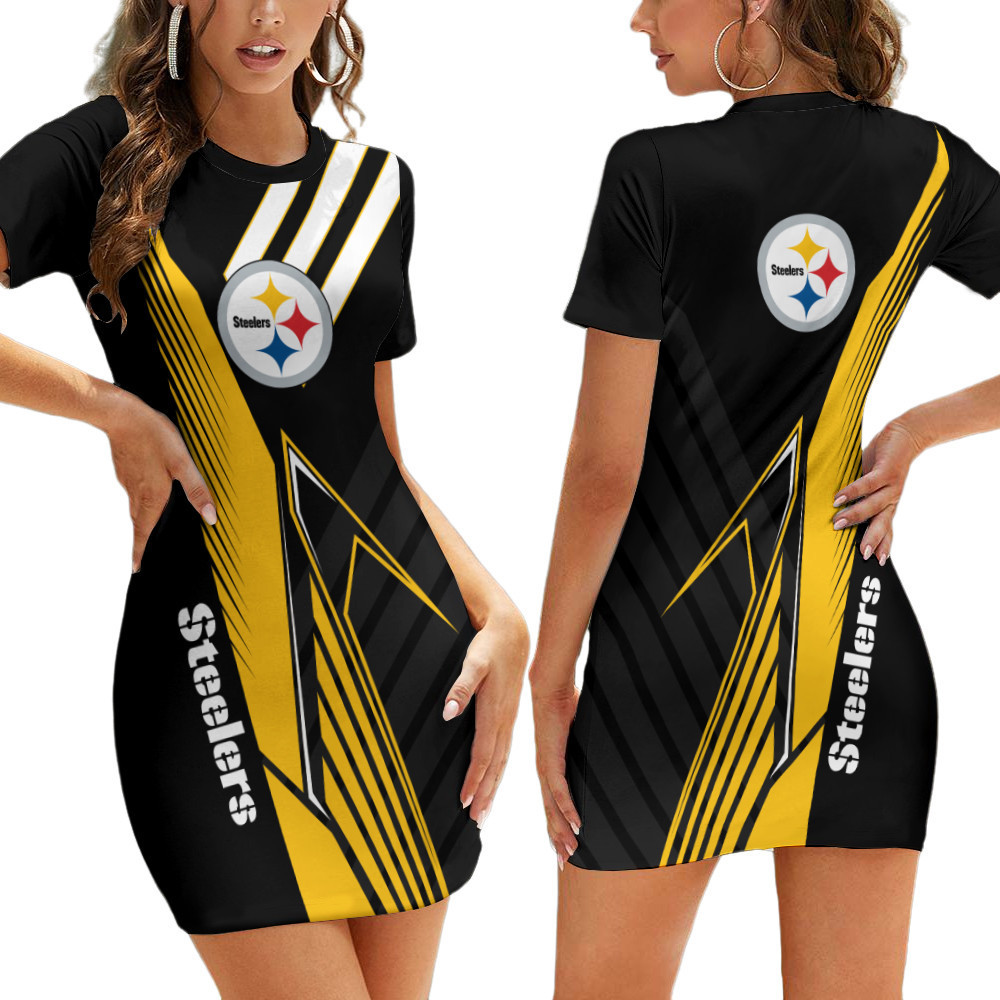 Pittsburgh Steelers Casual Short Sleeve Bodycon Mini Dress BG28 ...