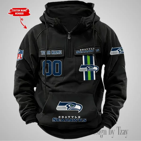 Seattle Seahawks Vintage Men Hoodie AZVMHD440 - Image 2