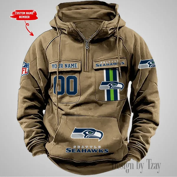 Seattle Seahawks Vintage Men Hoodie AZVMHD440 - Image 3