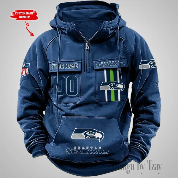 Seattle Seahawks Vintage Men Hoodie AZVMHD440 - Image 4