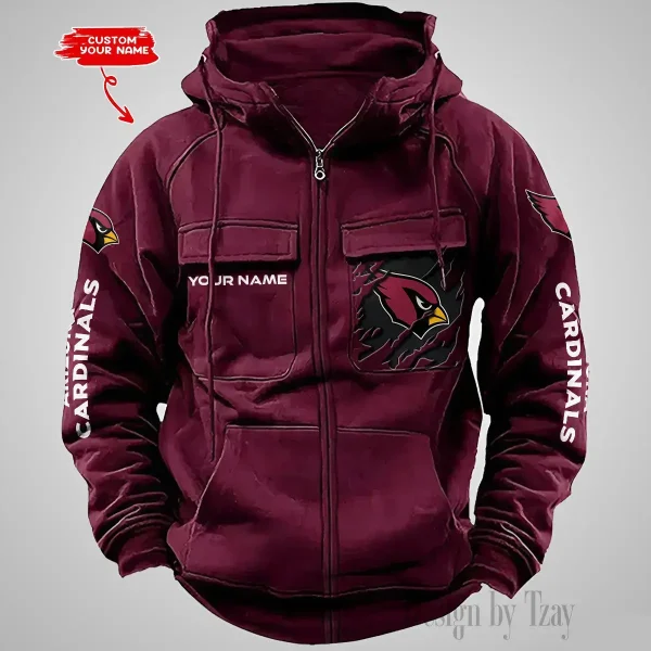 Arizona Cardinals Vintage Men Hoodies Zipup DV5 AZVMHD033