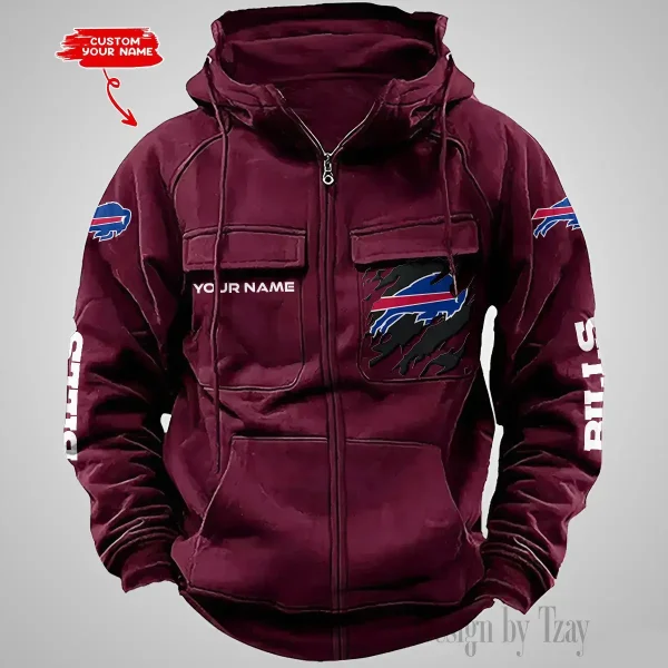 Buffalo Bills Vintage Men Hoodies Zipup DV5 AZVMHD035 - Image 2