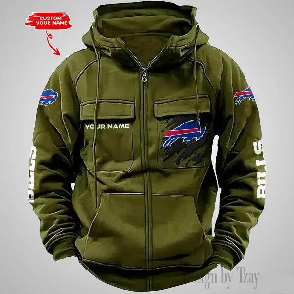 Buffalo Bills Vintage Men Hoodies Zipup DV5 AZVMHD035 - Image 3