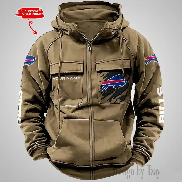 Buffalo Bills Vintage Men Hoodies Zipup DV5 AZVMHD035 - Image 4