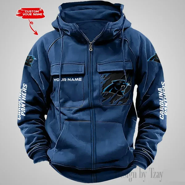 Carolina Panthers Vintage Men Hoodies Zipup DV5 AZVMHD036