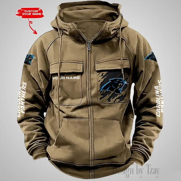 Carolina Panthers Vintage Men Hoodies Zipup DV5 AZVMHD036 - Image 3