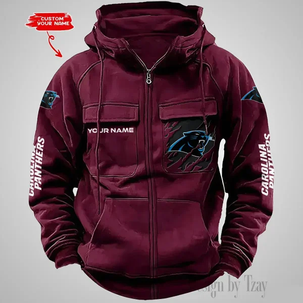 Carolina Panthers Vintage Men Hoodies Zipup DV5 AZVMHD036 - Image 4