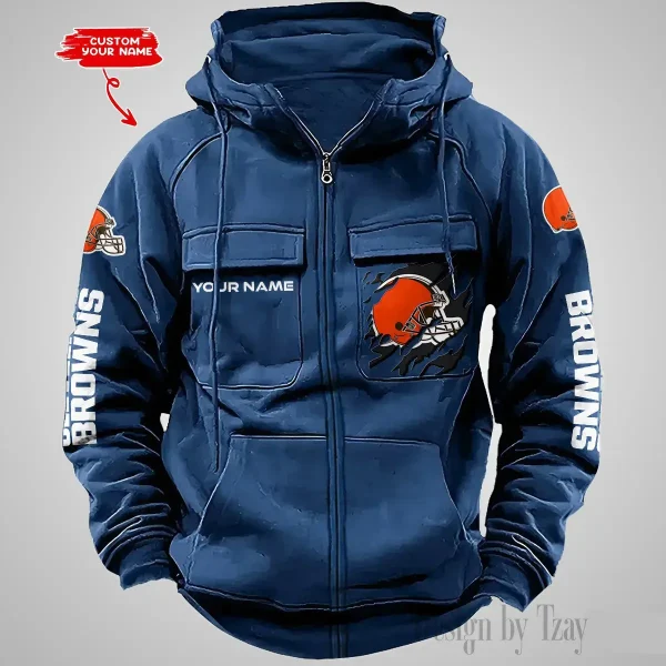 Cleveland Browns Vintage Men Hoodies Zipup DV5 AZVMHD039 - Image 2