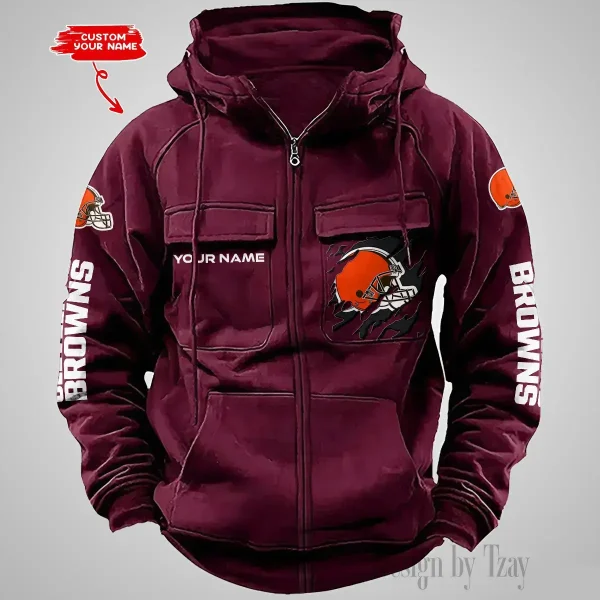 Cleveland Browns Vintage Men Hoodies Zipup DV5 AZVMHD039 - Image 3