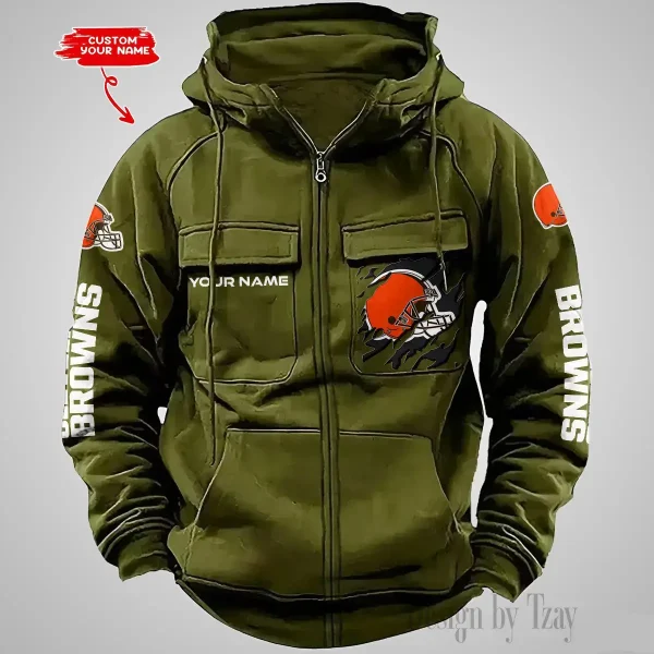 Cleveland Browns Vintage Men Hoodies Zipup DV5 AZVMHD039 - Image 4