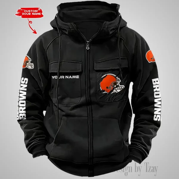 Cleveland Browns Vintage Men Hoodies Zipup DV5 AZVMHD039 - Image 5