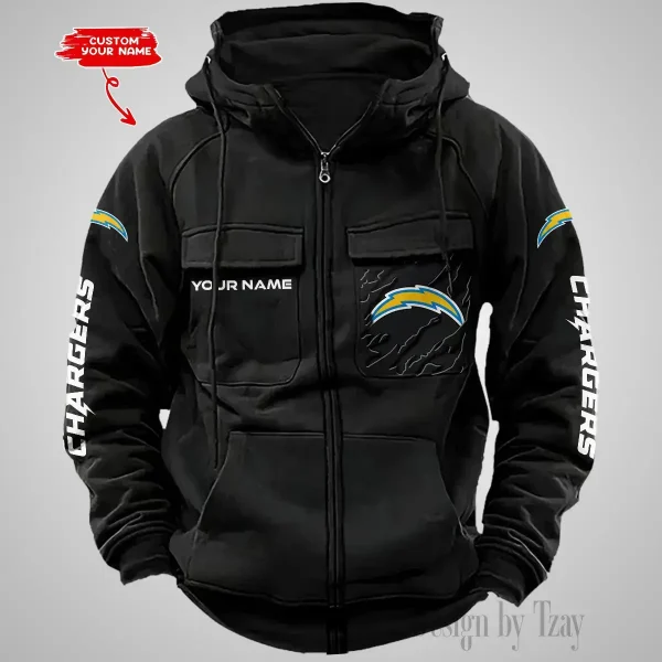 Los Angeles Chargers Vintage Men Hoodies Zipup DV5 AZVMHD049 - Image 5