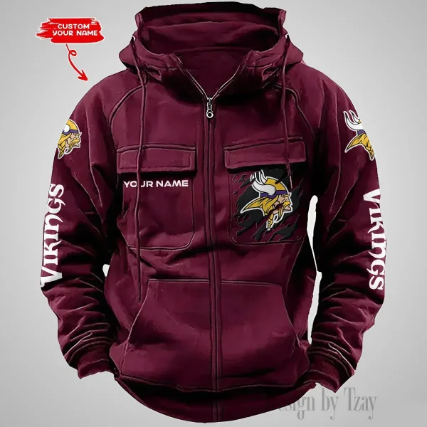 Minnesota Vikings Vintage Men Hoodies Zipup DV5 AZVMHD052 - Image 3