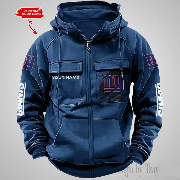 New York Giants Vintage Men Hoodies Zipup DV5 AZVMHD055 - Image 4