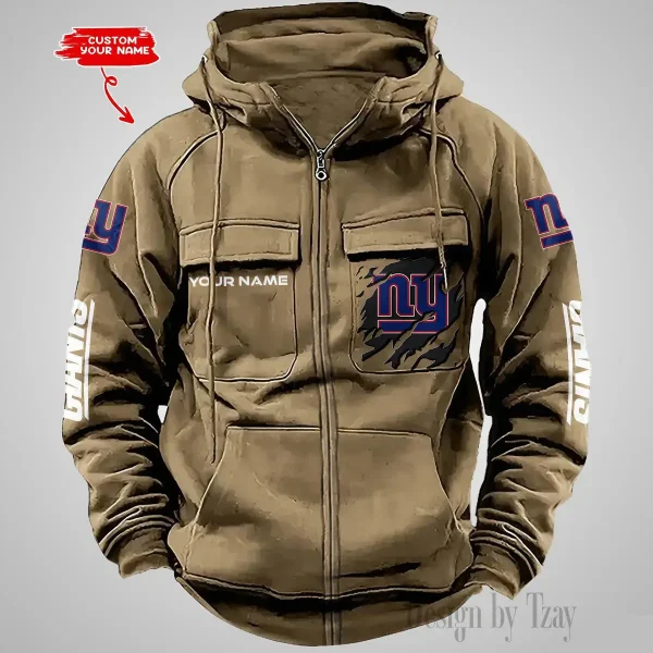 New York Giants Vintage Men Hoodies Zipup DV5 AZVMHD055 - Image 5