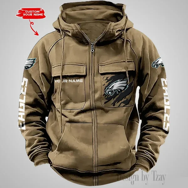 Philadelphia Eagles Vintage Men Hoodies Zipup DV5 AZVMHD056 - Image 4