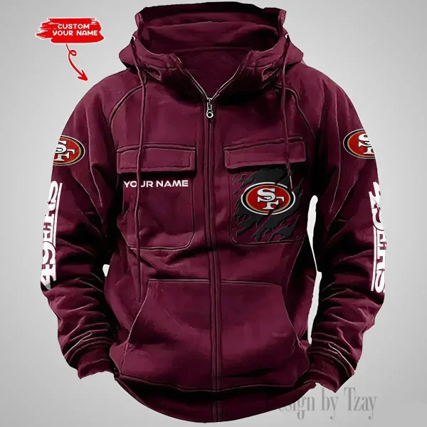 San Francisco 49ers Vintage Men Hoodies Zipup DV5 AZVMHD058 - Image 2