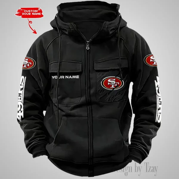 San Francisco 49ers Vintage Men Hoodies Zipup DV5 AZVMHD058 - Image 3