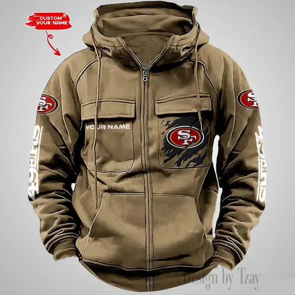 San Francisco 49ers Vintage Men Hoodies Zipup DV5 AZVMHD058 - Image 4