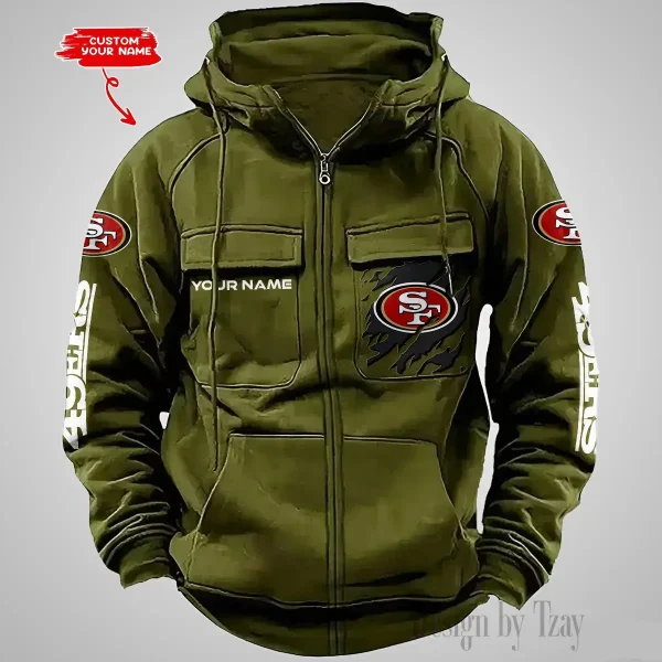 San Francisco 49ers Vintage Men Hoodies Zipup DV5 AZVMHD058 - Image 5