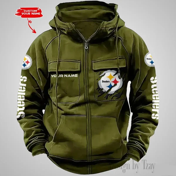 Pittsburgh Steelers Vintage Men Hoodies Zipup DV5 AZVMHD057 - Image 4