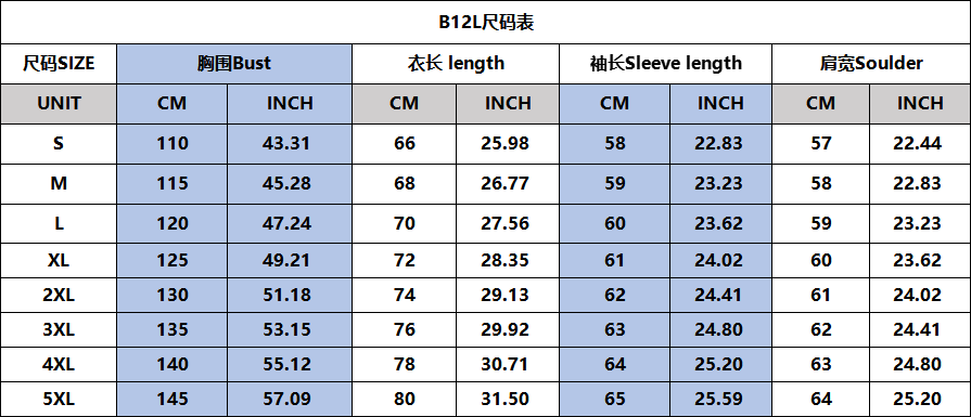 Size chart