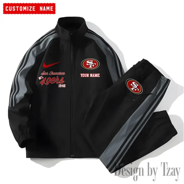 San Francisco 49ers New Style Versatile Sports Set Jacket And Pants S9VSS2PS060 - Image 2