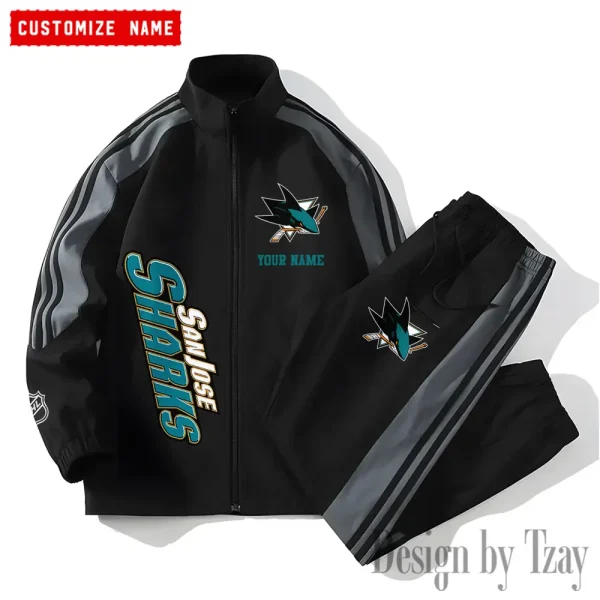 San Jose Sharks NHL New Style Versatile Sports Set Jacket And Pants S9VSS2PS114 - Image 2