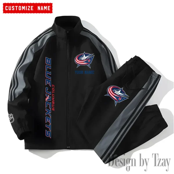 Columbus Blue Jackets NHL New Style Versatile Sports Set Jacket And Pants S9VSS2PS127 - Image 2