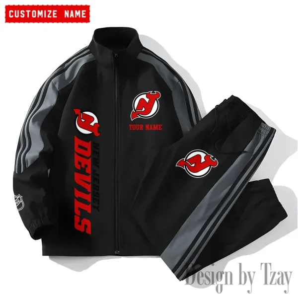 New Jersey Devils NHL New Style Versatile Sports Set Jacket And Pants S9VSS2PS136 - Image 2