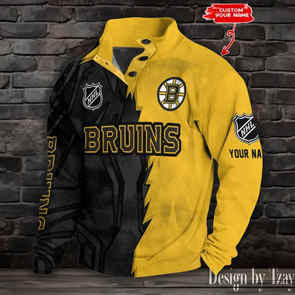 Boston Bruins Half Button Long Sleeve Hoodie S9DBSCH1395