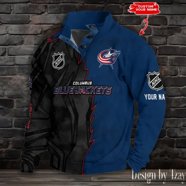 Columbus Blue Jackets Half Button Long Sleeve Hoodie S9DBSCH1400