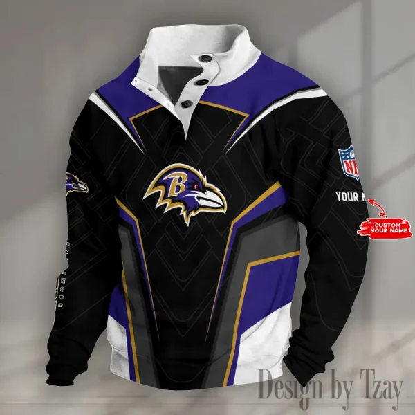 Baltimore Ravens NFL Half Button Long Sleeve Hoodie S9DBSCH1447