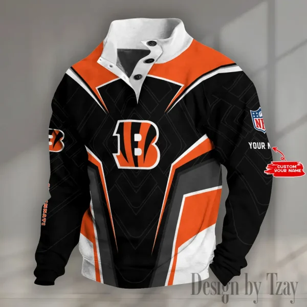 Cincinnati Bengals NFL Half Button Long Sleeve Hoodie S9DBSCH1450