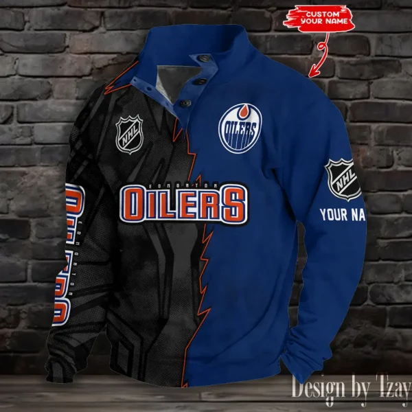 Edmonton Oilers Half Button Long Sleeve Hoodie S9DBSCH1404