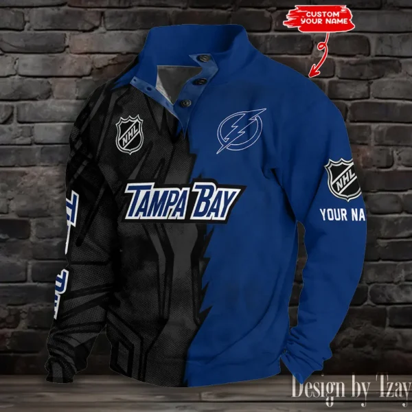 Tampa Bay Lightning Half Button Long Sleeve Hoodie S9DBSCH1420