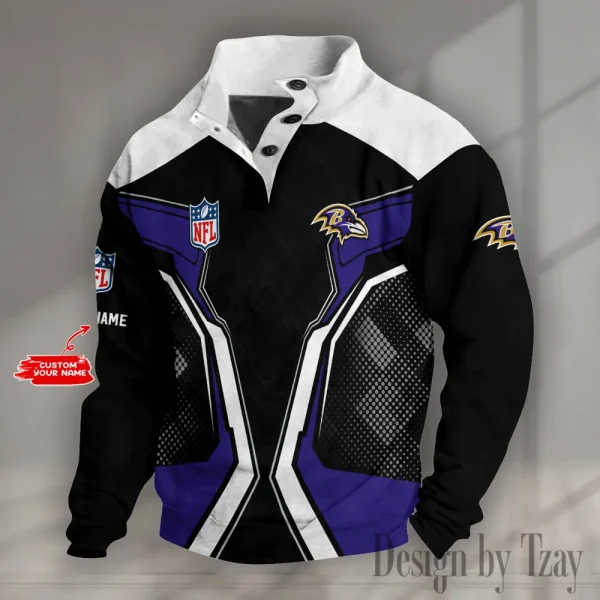 Baltimore Ravens NFL Half Button Long Sleeve Hoodie S9DBSCH1473