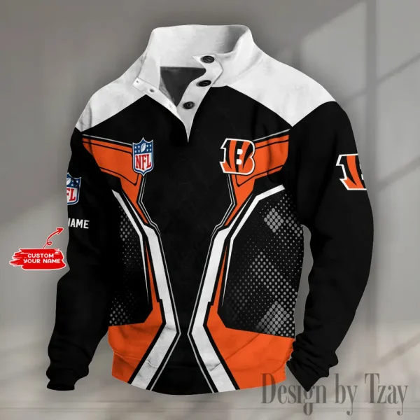 Cincinnati Bengals NFL Half Button Long Sleeve Hoodie S9DBSCH1477