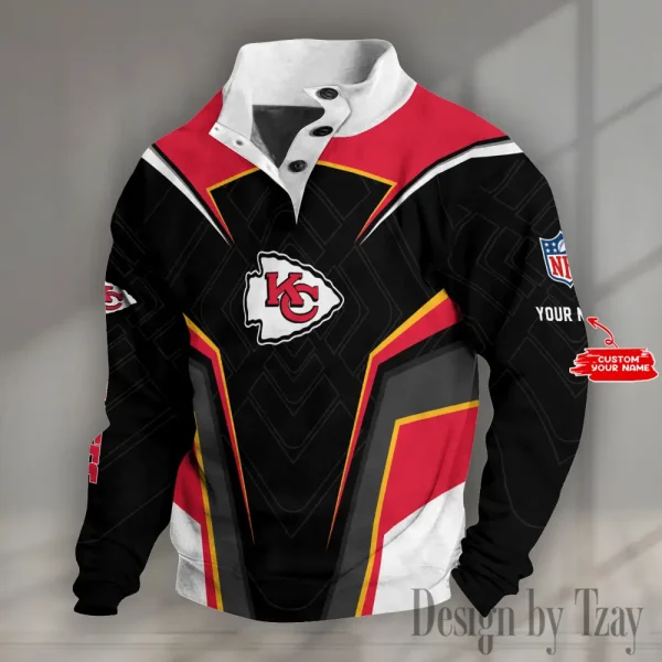 Kansas City Chiefs NFL Half Button Long Sleeve Hoodie S9DBSCH1486