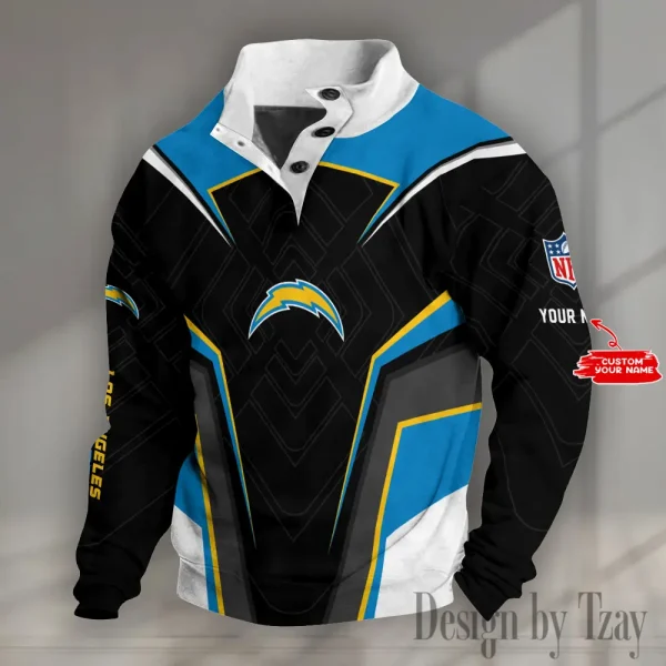 Los Angeles Chargers NFL Half Button Long Sleeve Hoodie S9DBSCH1488