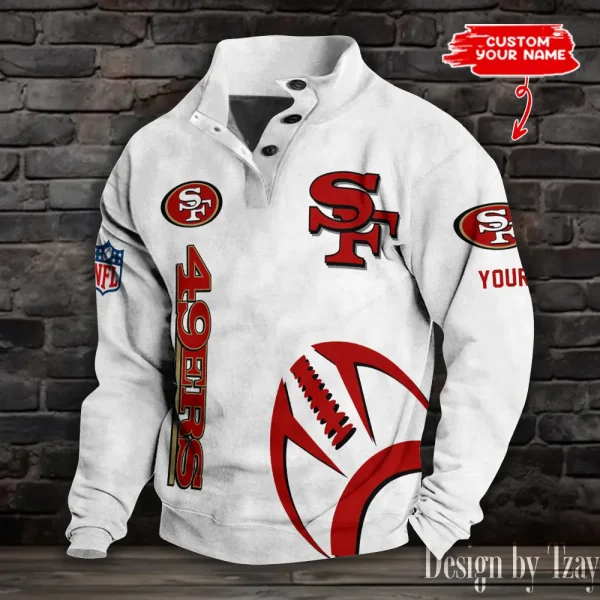 San Francisco 49ers NFL Half Button Long Sleeve Hoodie S9DBSCH1507