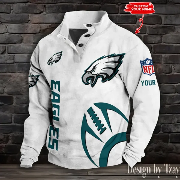 Philadelphia Eagles NFL Half Button Long Sleeve Hoodie S9DBSCH1532