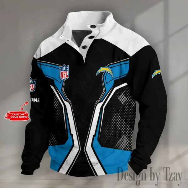 Los Angeles Chargers NFL Half Button Long Sleeve Hoodie S9DBSCH1539