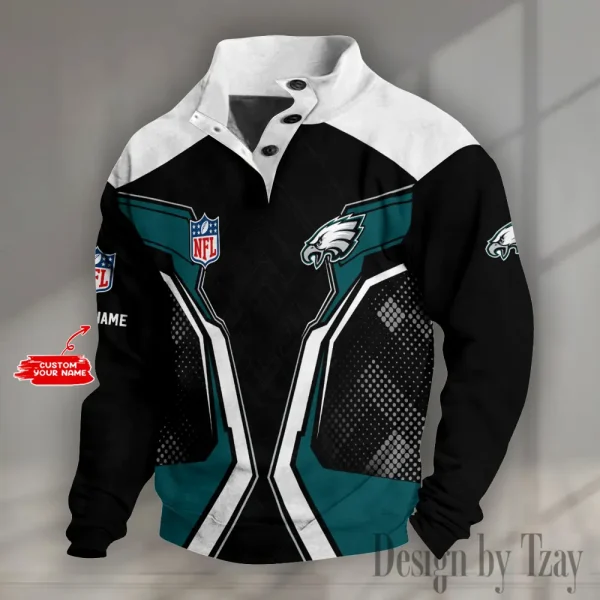 Philadelphia Eagles NFL Half Button Long Sleeve Hoodie S9DBSCH1552