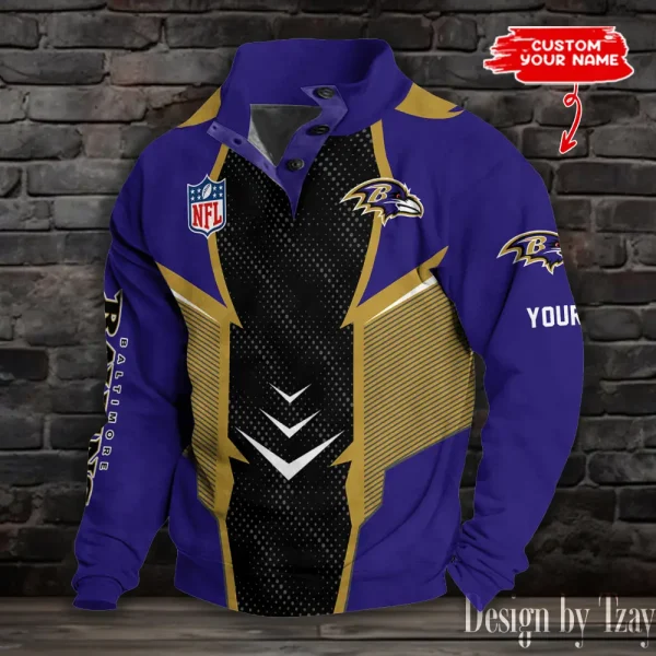 Baltimore Ravens NFL Half Button Long Sleeve Hoodie S9DBSCH1560