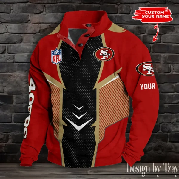 San Francisco 49ers NFL Half Button Long Sleeve Hoodie S9DBSCH1561