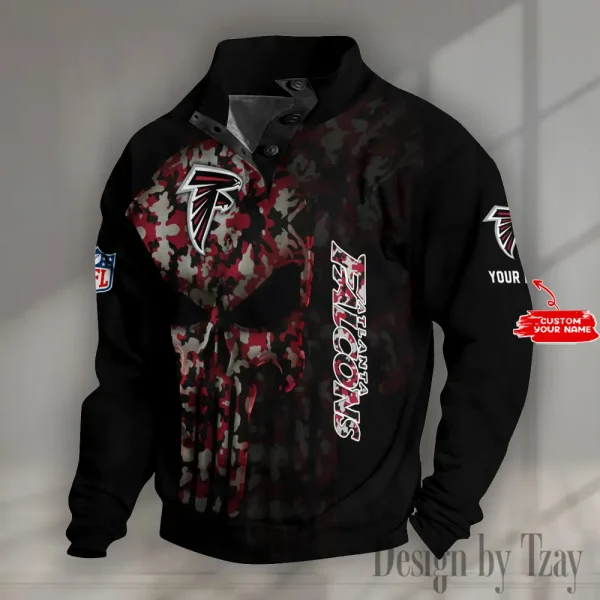 Atlanta Falcons NFL Half Button Long Sleeve Hoodie S9DBSCH1592