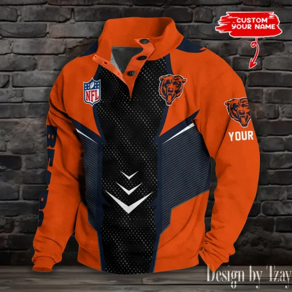 Chicago Bears NFL Half Button Long Sleeve Hoodie S9DBSCH1566