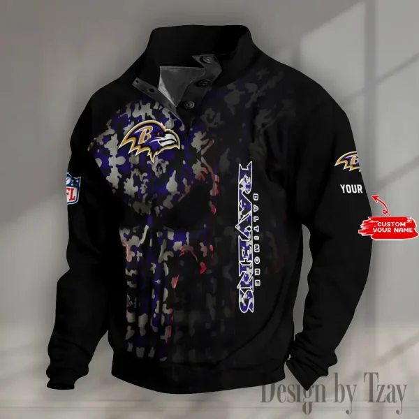 Baltimore Ravens NFL Half Button Long Sleeve Hoodie S9DBSCH1593