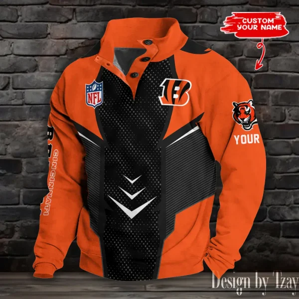 Cincinnati Bengals NFL Half Button Long Sleeve Hoodie S9DBSCH1567